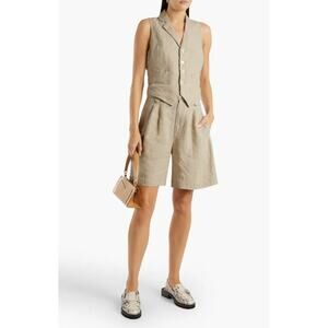 Alex Mill Shorts Womens 2 Pleated Linen Flax Summer Old Money Quiet Luxury Retro